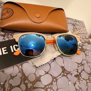RARE Iconic Ray-Ban Classic Clubmaster Blue, Nude, Orange and Gold Sunglasses